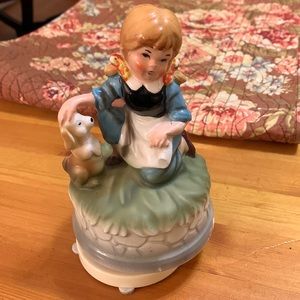 Vintage Hummel music box, girl and pup, EUC